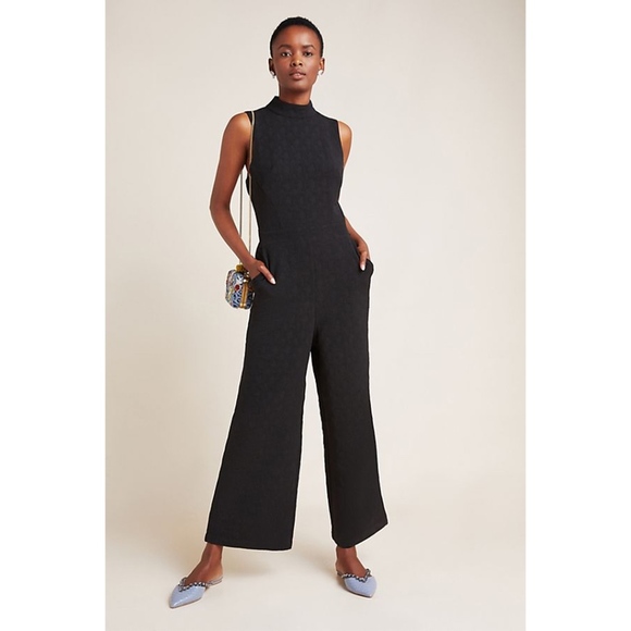 Eva Franco Pants - Eva Franco Anthropologie Mock Neck Open Back Knit Jumpsuit stretch knit casual